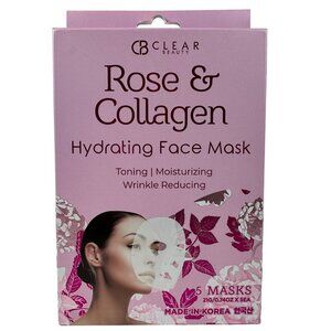 Clear Beauty Rose & Collagen Hydrating Face Mask Toning & Wrinkle Reducing‎  NEW